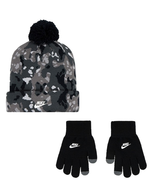 Set gorro y guantes Nike estampado camuflaje con borla