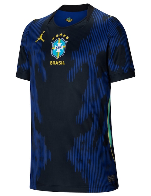 Jersey de selección de fútbol de Brasil visitante manga corta Mundial Nike jugador infantil
