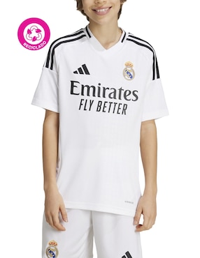 Jersey de Real Madrid Club de Fútbol local manga corta Adidas para niño