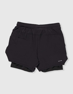 Short efecto doble prenda X10 para entrenamiento niño