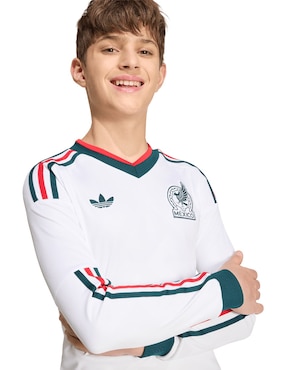 Jersey de Selección Nacional de México visitante manga larga Mundial Adidas fan para niño