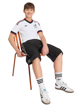 Jersey de Selección Nacional de México visitante manga corta Mundial Adidas fan para niño