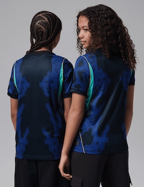 Jersey de selección de fútbol de Brasil visitante manga corta Mundial Nike jugador infantil