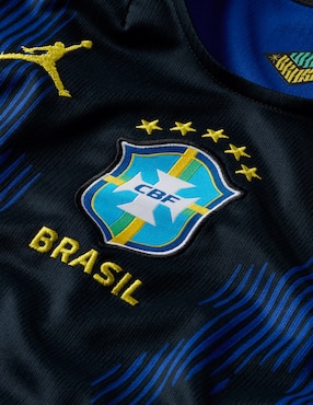 Jersey de selección de fútbol de Brasil visitante manga corta Mundial Nike jugador infantil