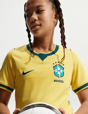 Jersey de Selección de fútbol de Brasil local manga corta Mundial Nike jugador para niña