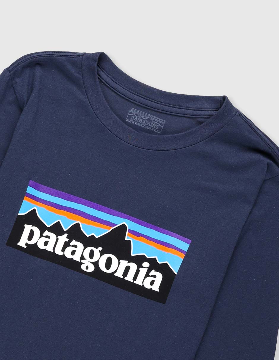 Playera deportiva outdoor Patagonia Long-Sleeved P-6 Logo de niño
