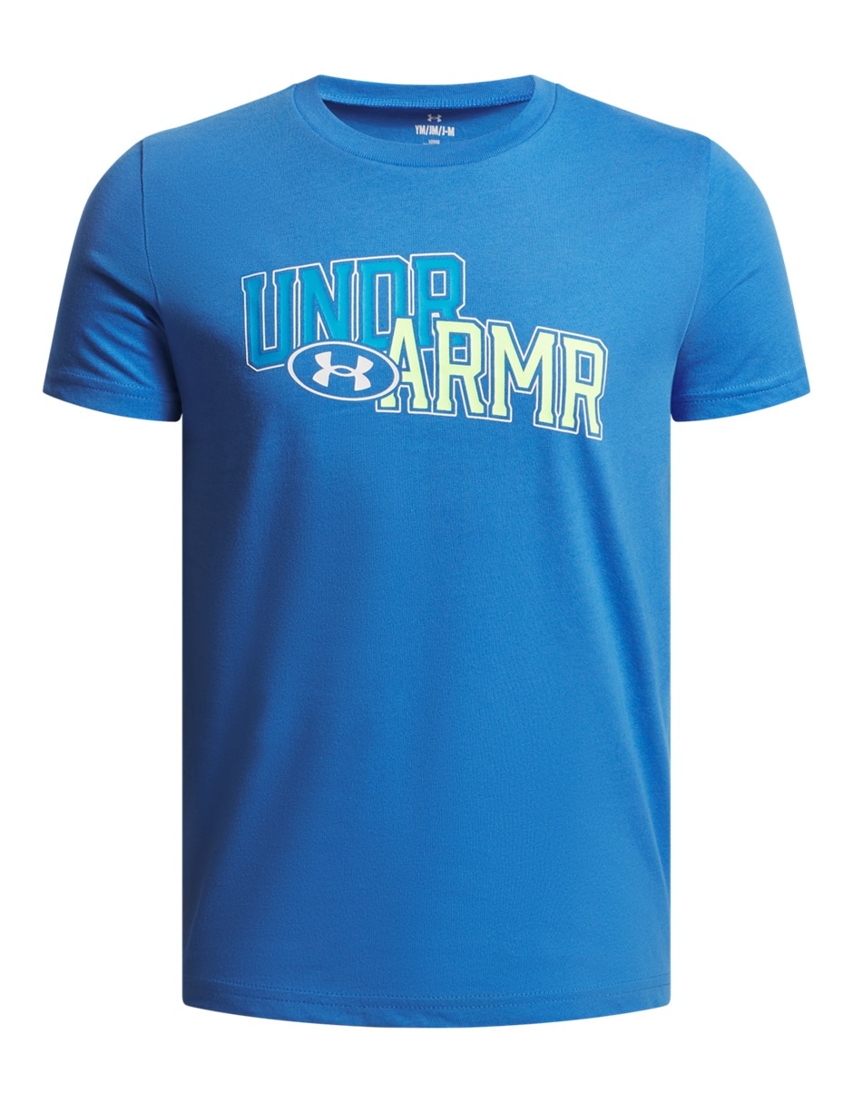 Playera deportiva para entrenamiento UA OVERLAY WM SS de niño 1