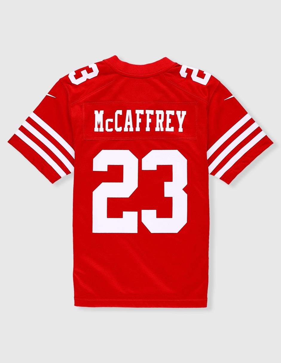 Jersey de San Francisco 49ers local de McCaffrey manga corta  fan para niño 2