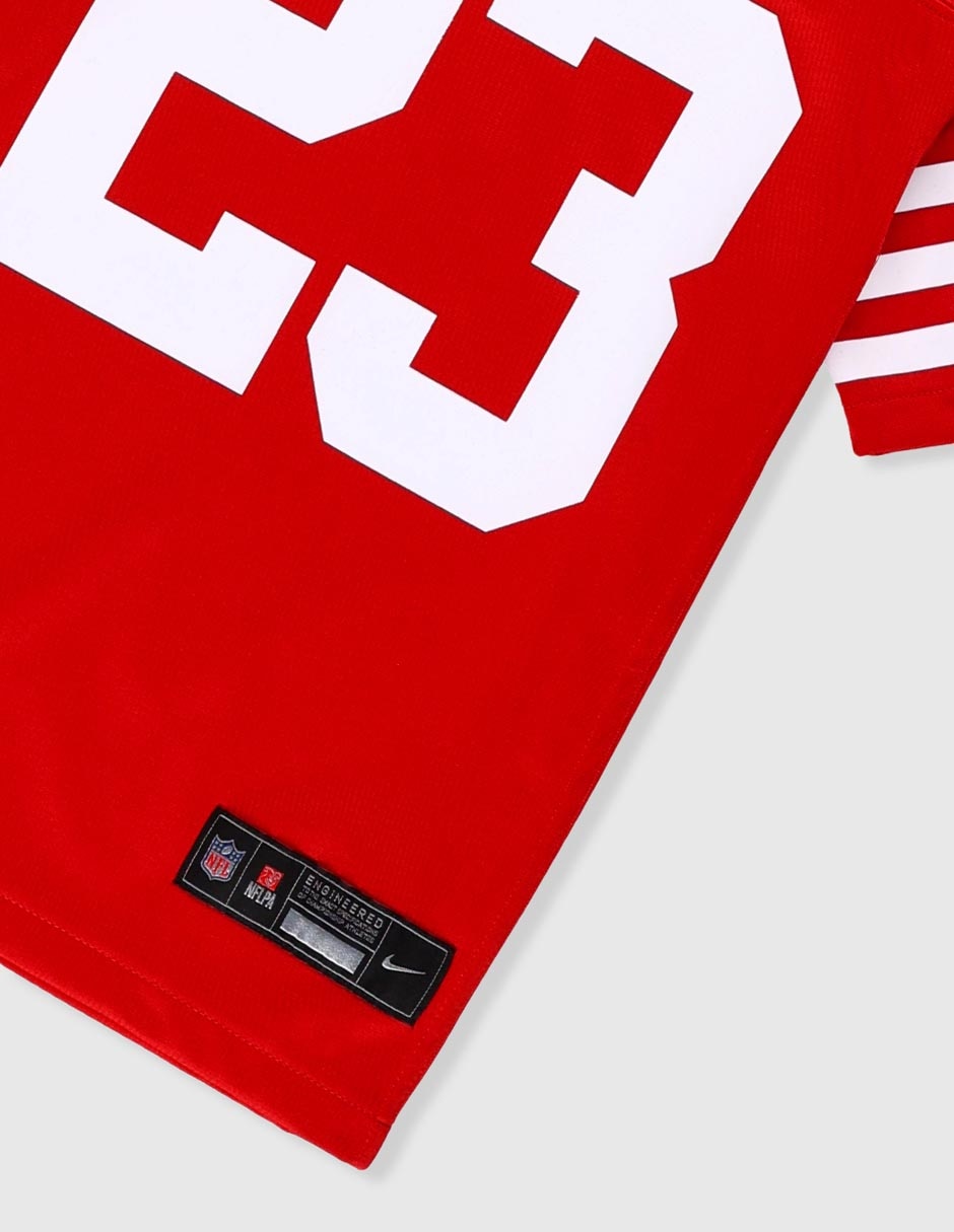 Jersey de San Francisco 49ers local de McCaffrey manga corta  fan para niño 3
