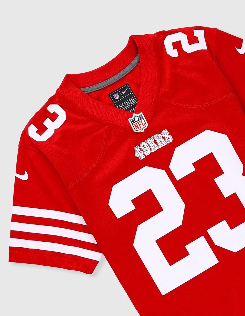 Jersey de San Francisco 49ers local de McCaffrey manga corta  fan para niño 4