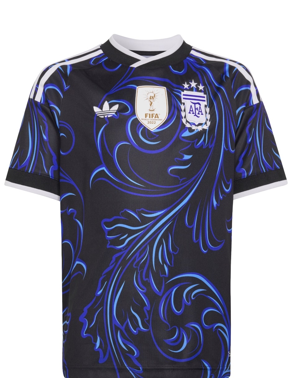 Jersey de Selección de fútbol de Argentina visitante manga corta fan para niño Jersey de Selección de fútbol de Argentina visitante manga corta fan para niño