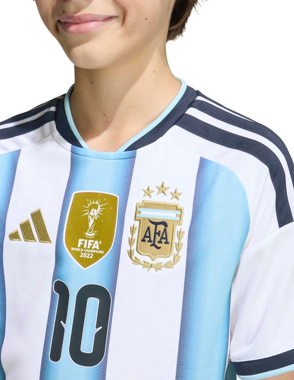 Jersey de Selección de fútbol de Argentina local de Lionel Messi manga corta   para niño 4