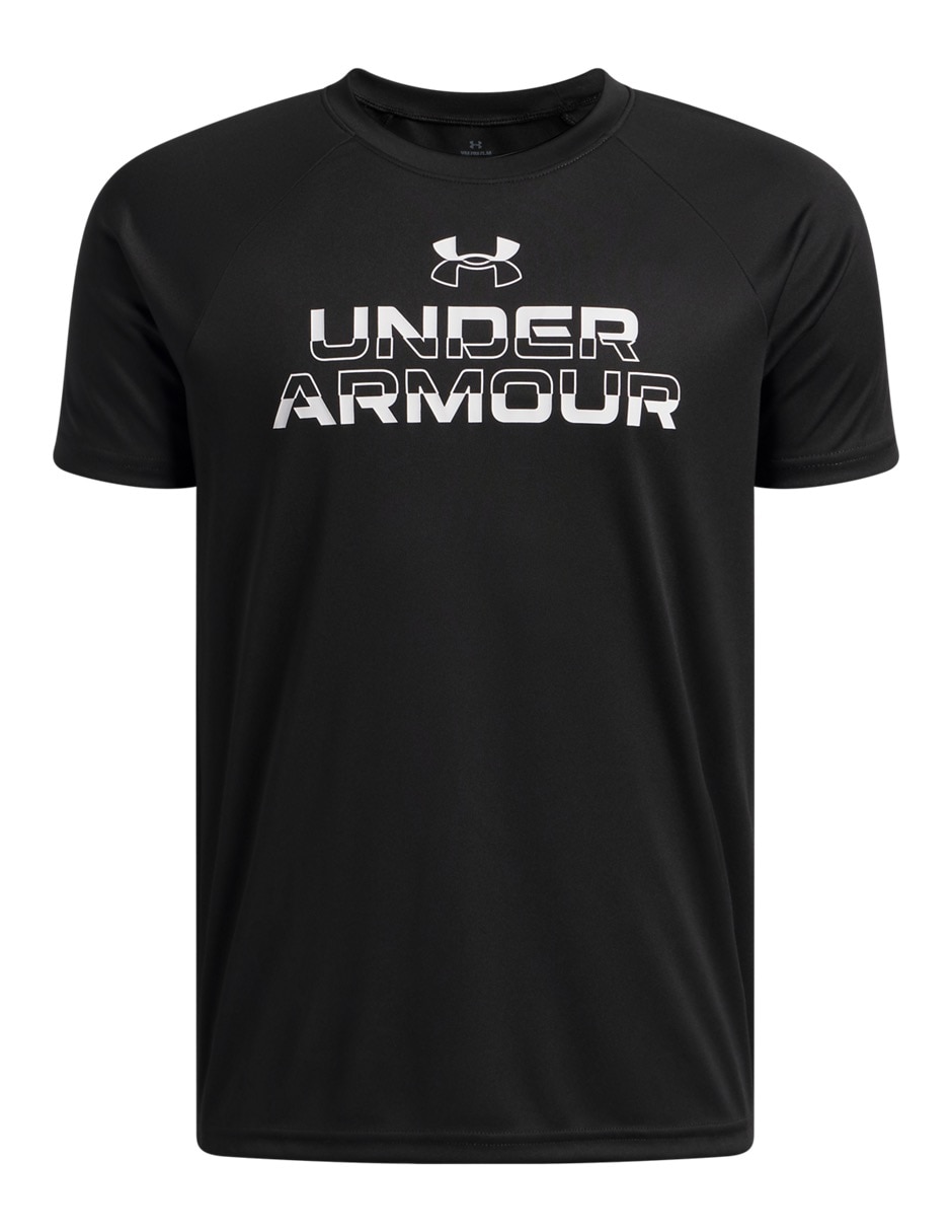 Playera deportiva para entrenamiento UA Tech Split Wordmark de niño