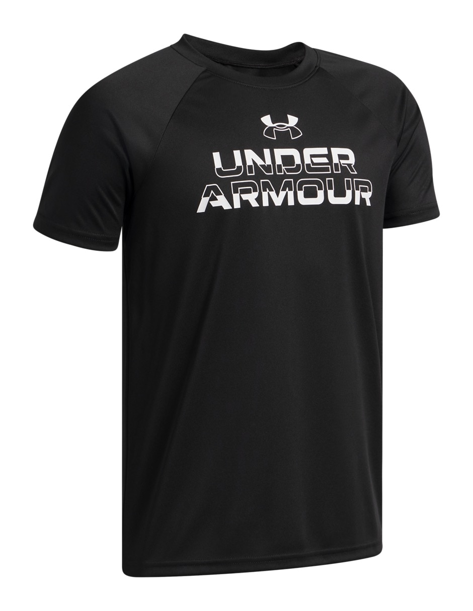 Playera deportiva para entrenamiento UA Tech Split Wordmark de niño 3