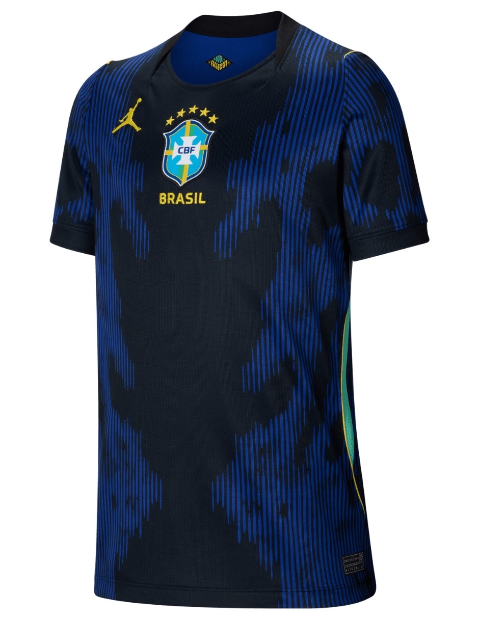 Jersey de selección de fútbol de Brasil visitante manga corta jugador infantil Jersey de selección de fútbol de Brasil visitante manga corta jugador infantil