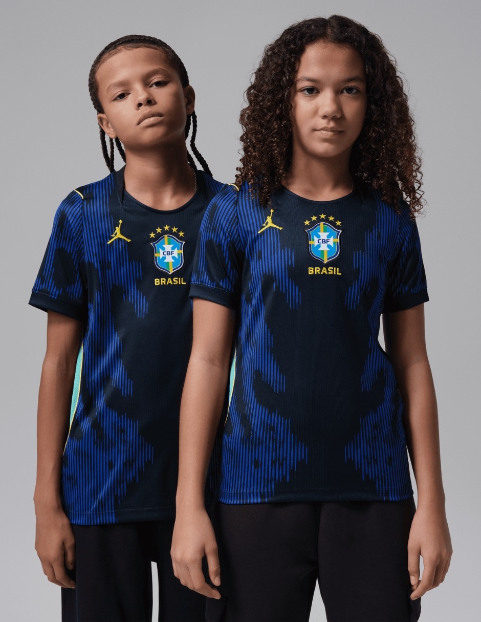 Jersey de selección de fútbol de Brasil visitante manga corta jugador infantil 3