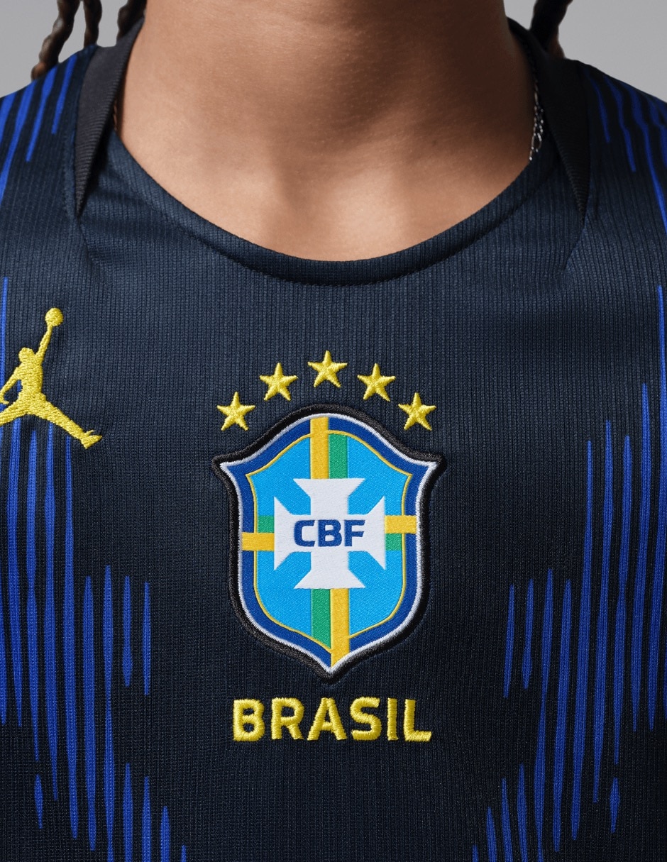 Jersey de selección de fútbol de Brasil visitante manga corta jugador infantil 8
