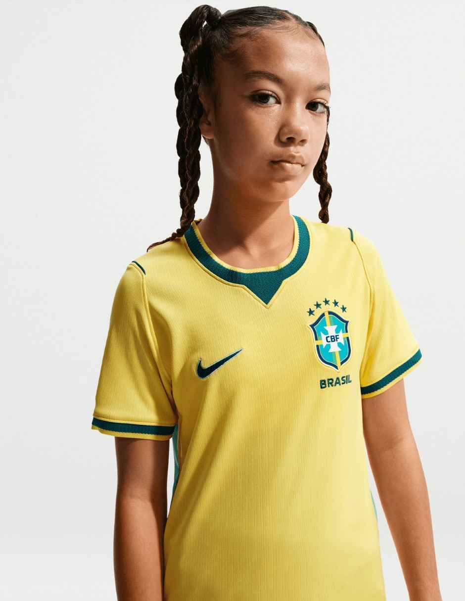 Jersey de Selección de fútbol de Brasil local manga corta jugador para niña