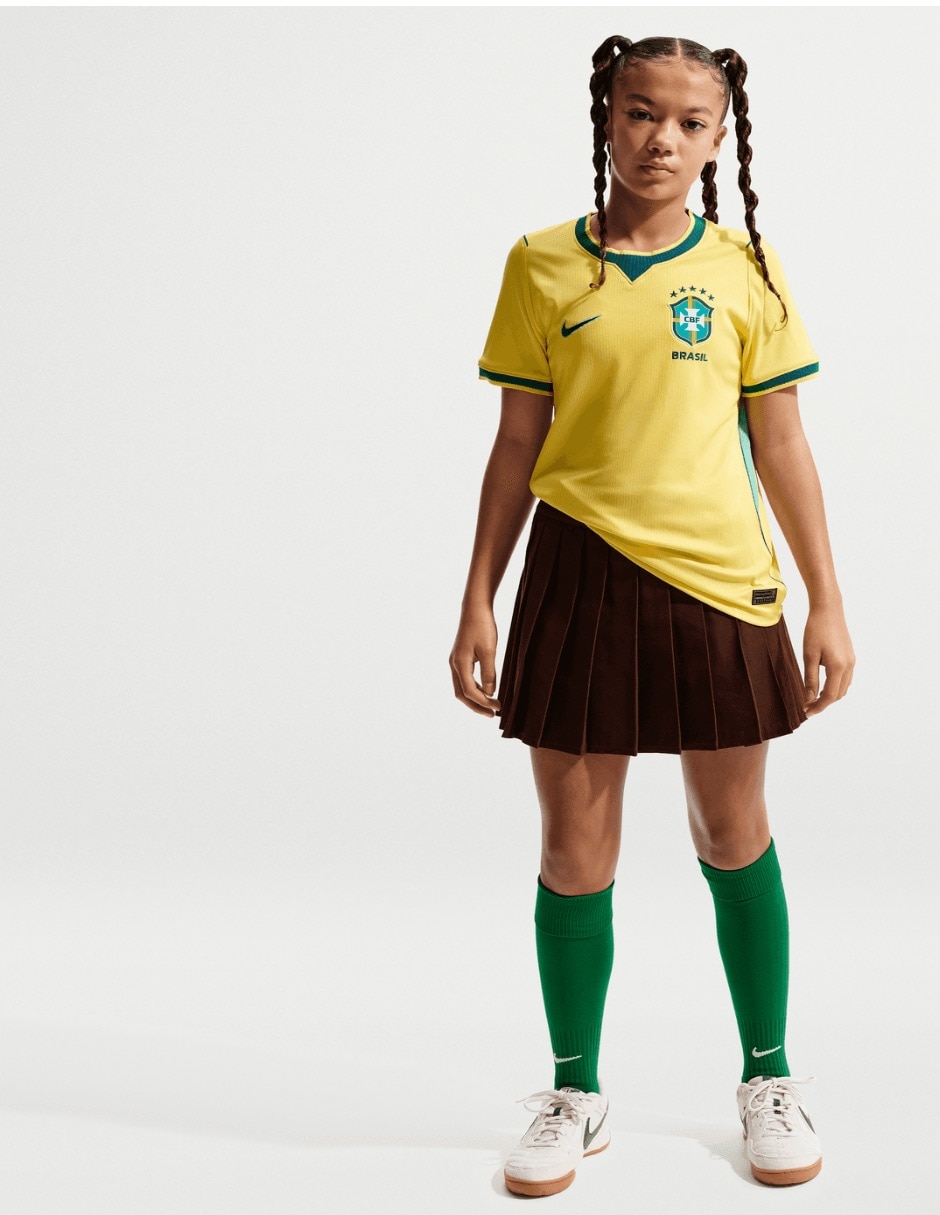 Jersey de Selección de fútbol de Brasil local manga corta jugador para niña 5
